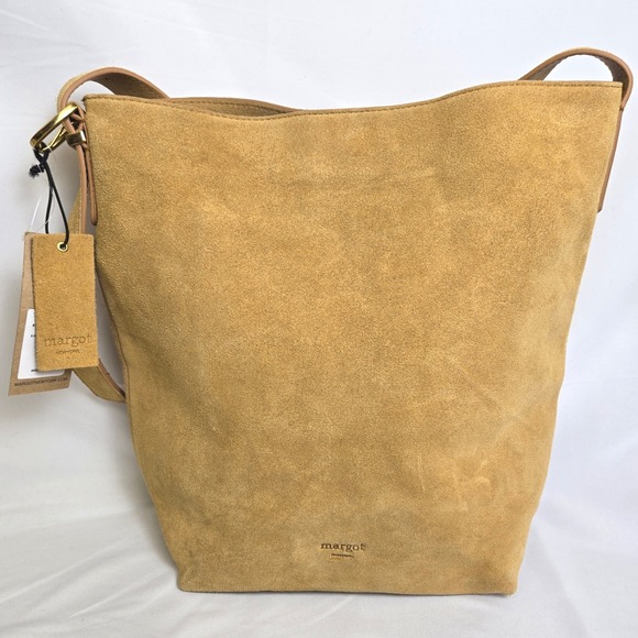 Margot New York Handbags - Margot New York Kaye Bucket Suede Leather Tote Bag, Tan, MG3317, NWT $158 MSRP